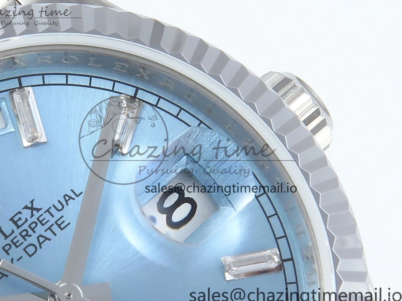 MiroTime 0404 Day Date 36 YG 128236 KF 1:1 Best Edition Ice Blue Crystal Dial on President Bracelet A2836 (Gain Weight) Modern 500
